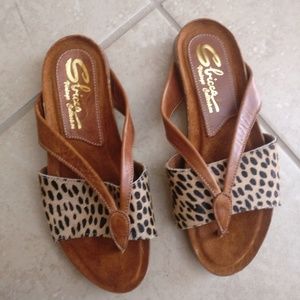 SBICCA Lumni leopard leather thong